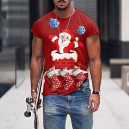 Men's T Shirts Winter T-shirt Casual O Neck Christmas Santa Claus Christma Tree Snowman Western Holiday 3d Printing Party Top