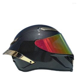 Motorcycle Helmets Men And Women Helmet Full Face Golden Carbon Fibre Design Riding Motocross Racing Motobike