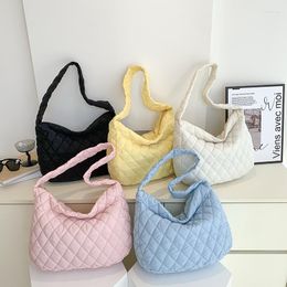 Evening Bags Lattice Pattern Shoulder Bag Space Cotton Handbag Women Large Capacity Tote Feather Padded Ladies Quilted Shopper