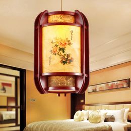 Pendant Lamps Traditional Chinese Style Classical Coffee Wood Art Lights Creative Rustic E27 LED Lamp For Corridor&porch&stairs