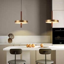 Pendant Lamps Modern Lamp Nordic Simple Restaurant Bar Counter Black Walnut Creative Golden Bedroom Bedside
