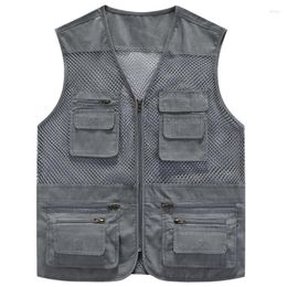 Men's Vests Summer Travels Men' S Mesh Jackets Large Size Multi-pockets Outerwear & Coats Man XXXL XXXXL