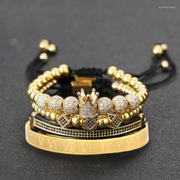 Charm Bracelets Crown King Bracelet Luxury Bangle CZ Beads Zircon Fashion Knitted For Men Women Jewelry Gifts