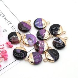 Pendant Necklaces Natural Amethyst Healing Crystal Round Charms For Jewellery Making DIY Necklace Accessories Bulk Wholesale 18x23MM