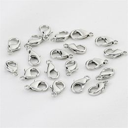 150PCS/ Lot 12x6mm Lobster Clasp Hooks Silver Plated Alloy Fashion Jewellery Findings Components For Bracelet Chain Necklace DIY Accessories
