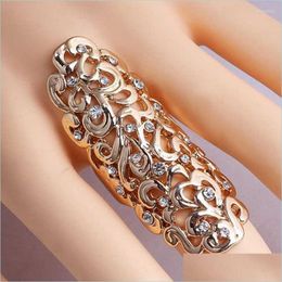 Wedding Rings Wedding Rings Women Fashion Jewellery Unisex Gothic Punk Joint Armour Knuckle Long Double Fl Finger Ringwedding Brit22 Dro Dhxvw