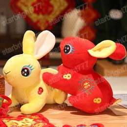 New Year Chinese Traditional Rabbit Plush Toy Stuffed Soft Bunny Lying Decro Doll New Year Gifts For Children