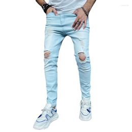 Men's Jeans 9983 Autumn Men's Casual Broken Teenager Slim Feet Elastic Self Po Demin Pants