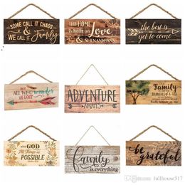 Rectangle Wooden Hanging Pendant friend family Wall Door Friendship Ornament DIY New Year Party Christmas Decorations JNC83