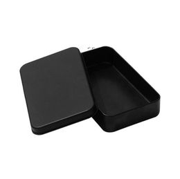 Rectangle Tin Box Black Metal Container Boxes Candy Jewellery Playing Card Storage BBB16644