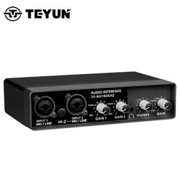 Other AV Accessories TEYUN Q-24 Q-22 Q-12 Professional Sound Card Audio Mixer Channel Monitoring Electric Guitar Live Recording For Studio Singing 221025