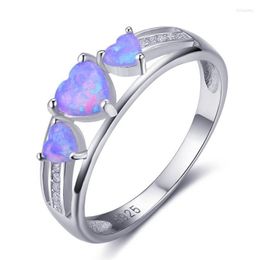 Wedding Rings Wedding Rings Sier Ring Classic Exquisite Simple Inlaid Heart Opal Temperament Female Hand Jewelrywedding Brit22 Drop D Dhqvu