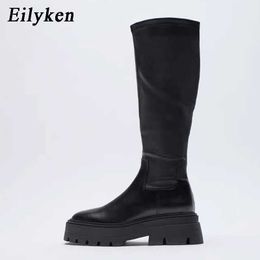 Stivali Eilyken Nuove donne Al ginocchio Scarpe con fondo spesso Scarpe da festa di moda Donna Autunno Inverno Nero Botas De Mujer Taglia 3540 221013