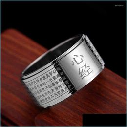 Wedding Rings Wedding Rings Mens Chinese Buddhist Heart Sutra Spinner Ring Powerf Rimbuu Faith On Fingers For Men Amet Mantra Band Gi Dhic2