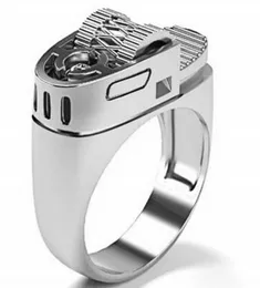 Trendy Cool Men Lighter Ring Gold and Silver Ring Torch Hot Cigarette Lighter Fashion Rings