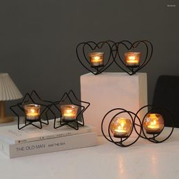 Candle Holders Black Holder Home Decor Cup Candlelight Dinner Wrought Iron Ornament