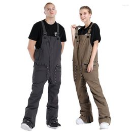 Skiing Pants -30 Men's And Women's Snow Suit Wear Waterproof Winter Ski Equipment Single Double Board One-piece Overalls Bibs