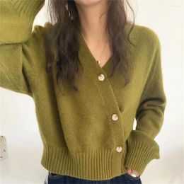 Women's Knits 2022 Knit Cardigan Women's Autumn And Winter Slim Slimming V-Neck All-Match Retro Red Sweater Jacket H1950