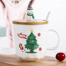 Mugs 2022 Year Gift Mug Christmas Santa Claus Tree Elk Snowman Ceramic Cartoon Water Cup Coffee Drinkware