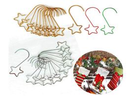Christmas Ornaments Hooks Stainless Steel Star Shaped Hangers Christmas Tree Hooks for Balls Xmas Party Decorations
