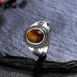 Cluster Rings 925 Sterling Silver Jewellery Natural Tiger's Eye Stone Rhodochrosite Ring For Women Men Party Gift High Quality Fashion