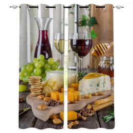 Curtain Fruit Cake Biscuit Wine Glass Window Curtains Bedroom Kitchen Panel Christmas Home Decor For Living Room