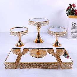 Bakeware Tools Home Decoration Party Dessert Display Stand Mirror Tray European Style Metal Gold Three-Layer Cake Iron Tables