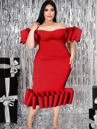 Plus Size Dresses 4XL Party Dress Summer Off Shoulder Sheath Pleated Ladies Sexy Events Vestidos De Mujer Elegantes Para Fiesta 2022