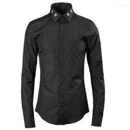 Men's Casual Shirts Minglu Mens Luxury Five Pointed Embroidery Men Dress Plus Size 4xl Single Breasted Long Sleeve Man