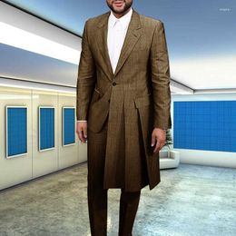 Men's Suits Men's Suit 2 Pieces Coffee Burgundy Tailored Collar Slim Fit Casual Formal Business Groomman Blazer Pants