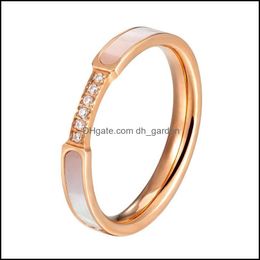 Wedding Rings Wedding Rings Exquisite Shells And Inlaid 6 Small Zircon Ring Stainless Steel High Quality Jewellery Gold Colour Women Bra Dhrmt