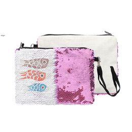 Sublimation Reversible Glitter Bags Travel Cosmetic Organizer Purse Portable Makeup Organizer Bag with Zipper for Girls Women GCC138