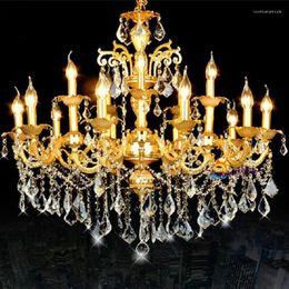 Chandeliers Italy Gold Chandelier Crystal Pendant Droplight E14 Led Suspension Luminaire For Living Room El Villa Hanging Light Lamparas