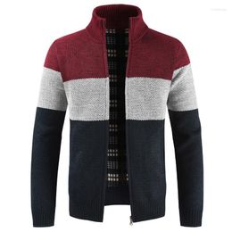 Men's Jackets Men's Winter Thick Warm Sweater Men Casual Slim Cardigan Fleece Cashmere Coats Autumn Gradient Knitted Zipper Patchwork