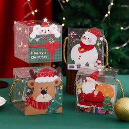 Creative Christmas PVC Apple Box New Cartoon Transparent Handbox 3D Christmas Eve Gift Box LX5217