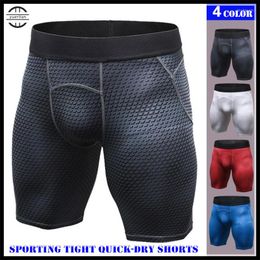 Gym Clothing Men Pro Shapers Compression Underwear 3D Print Tight Boxers Cool High Elastic Sweat Quick-dry Wicking Sport Fitness Shorts 4005