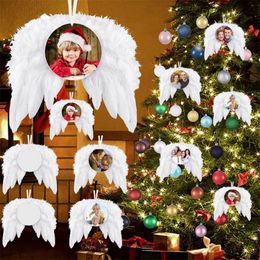 2023 Yeni Angel Wing Noel dekorasyonları süblimasyon boş tüy kanadı Noel asılı süsleme odası dekoru