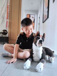 Cute Realistic Animal Boxer Dog Big Soft Simulation Stuffed Pet Animls Dogs Doll for Kids Boy Gift Deco Teaching Props