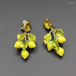 Stud Earrings Fashion Catwalk Baroque Lemon Leaves Large Circle Temperament Retro Big 355