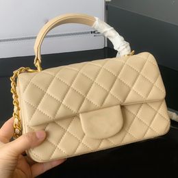 22F/W Womens Classic C Flap Quilted Bags Cavair Leather Calfskin Gold Metal Hardware Matelasse Chain With Top Handle Totes Purse Outdoor Sacoche 20x12cm