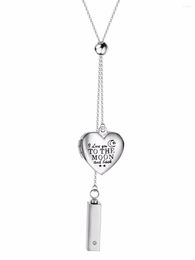 Pendant Necklaces I Love You To The Moon And Back Girls Po Locket Stainless Steel Cremation Urn Heart Necklace Memorial Jewelry