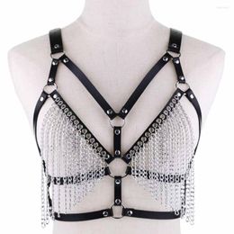 Choker DIEZI Punk Gothic Vintage Harness Bondage Metal Chain Body Leather Bra Necklace For Women Fashion Cosplay Torques Jewelry