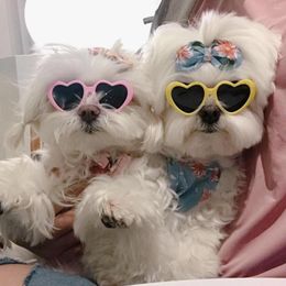 Dog Apparel Cute Pet Sunglasses Cat Glasses Heart Sun Flower For Maltese Hiromi Poodle Yorkshire Small Dogs Accessories