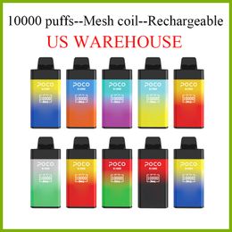 US warehouse POCO BL 10000 puffs Electronic Cigarette Disposable pen with rechargeable 650mah Vape Pen battery and prefilled 20ml mesh coil cartridge pod
