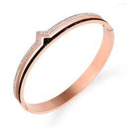 Bangle 2022 Full Crystal Special Design Bangles And Bracelets Rose Gold Black Women Jewelry Stainless Steel Charm Cuff Bijou
