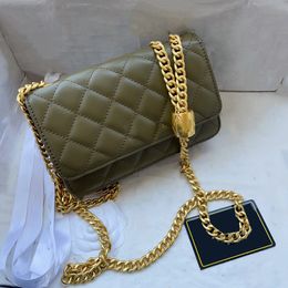 22K Womens Crush Gold Beeds Lambskin Quilted Bags Classic C Wallet With Chain WOC Crossbody Shoulder Multi Pochette Phone Card Holder Designer Handbags 19x12cm