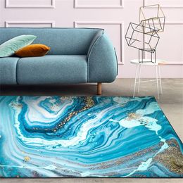 Carpets Fashion Modern Abstract Blue White Golden Sea Water Print Doormat/Kitchen Mat Living Room Bedroom Parlour Area Rug Decor Carpet