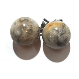 Modische Chakra-Anhänger mit rundem Stein, gemischte Heilkristall-Bild-Jaspis-Edelstein-Charms für Halsketten-Schmuck