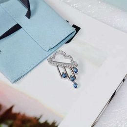 Pins Brooches 925 sterling silver zirconia fashion cloud rain weaer brooches for women elegant simple pin broche original new Jewellery L221024