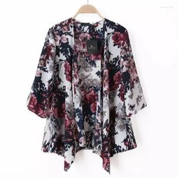 Women's Blouses Women's & Shirts Boho Kimono Loose Casual Chiffon Blouse Shirt Floral Print Long Sleeve Female Fashion Tops V Neck Chic